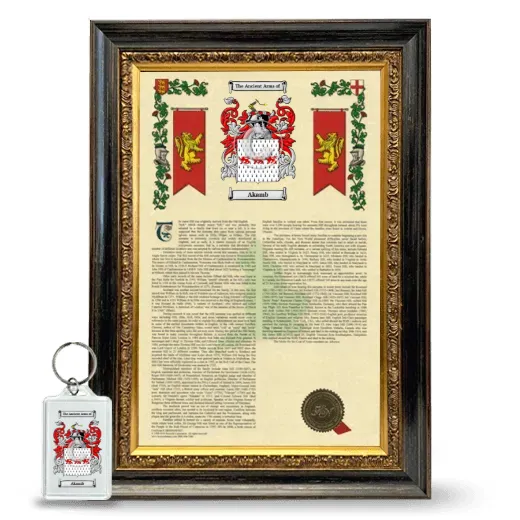 Akamb Framed Armorial History and Keychain - Heirloom