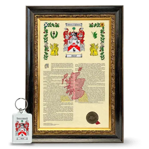 Akend Framed Armorial History and Keychain - Heirloom