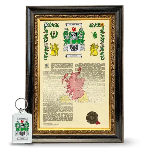 Akenson Framed Armorial History and Keychain - Heirloom
