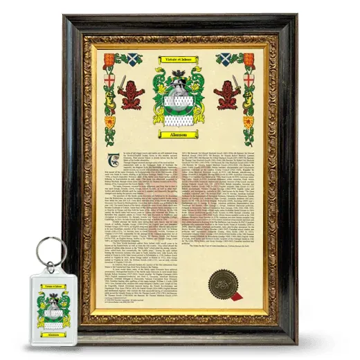 Alanson Framed Armorial History and Keychain - Heirloom