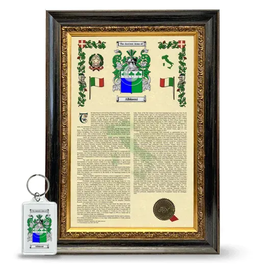 Albinoni Framed Armorial History and Keychain - Heirloom