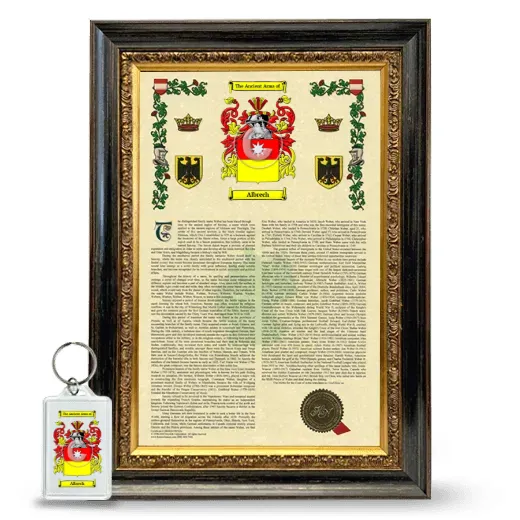 Albrech Framed Armorial History and Keychain - Heirloom