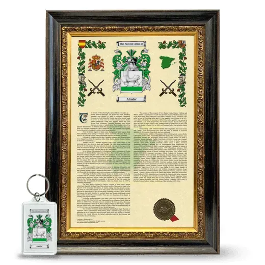 Alcala' Framed Armorial History and Keychain - Heirloom