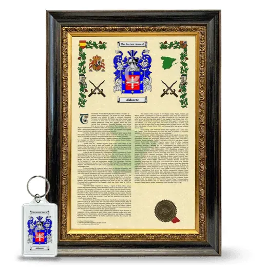 Aldarete Framed Armorial History and Keychain - Heirloom