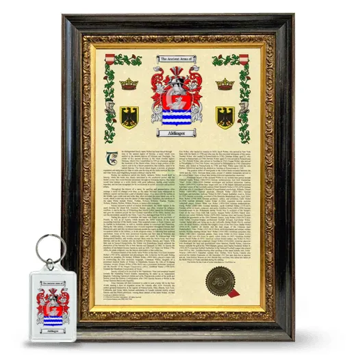 Aldinger Framed Armorial History and Keychain - Heirloom