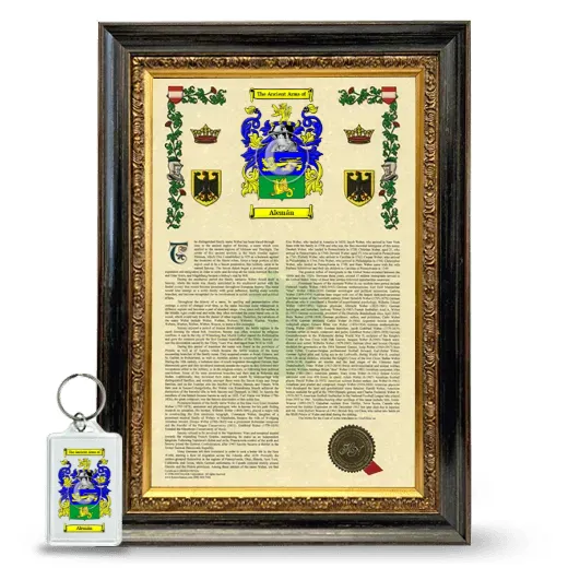 Alemán Framed Armorial History and Keychain - Heirloom