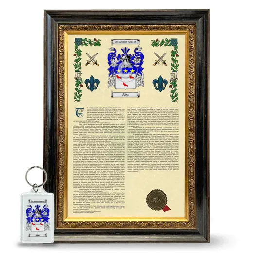 Alen Framed Armorial History and Keychain - Heirloom