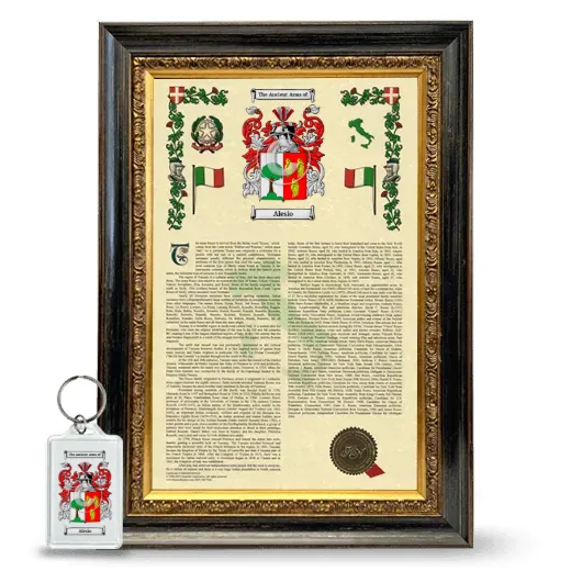 Alesio Framed Armorial History and Keychain - Heirloom