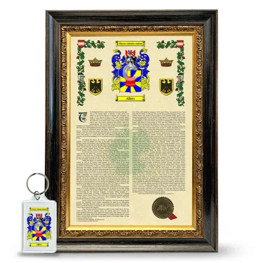 Aliers Framed Armorial History and Keychain - Heirloom