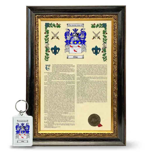 Aling Framed Armorial History and Keychain - Heirloom