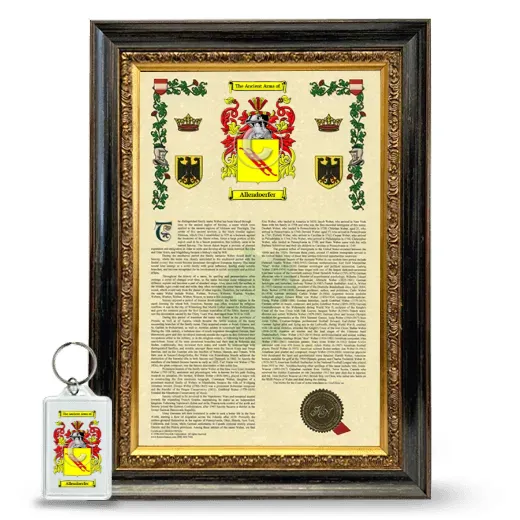 Allendoerfer Framed Armorial History and Keychain - Heirloom