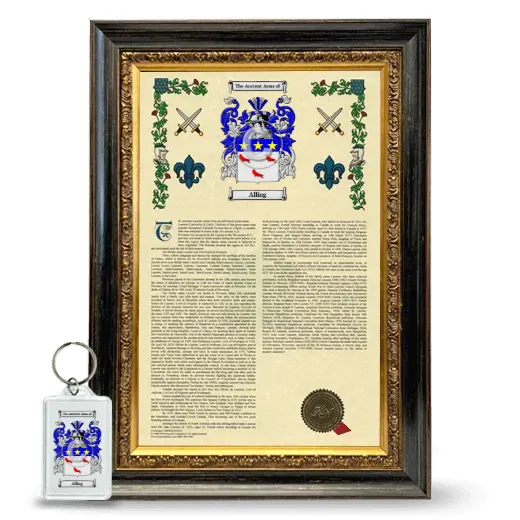 Alling Framed Armorial History and Keychain - Heirloom