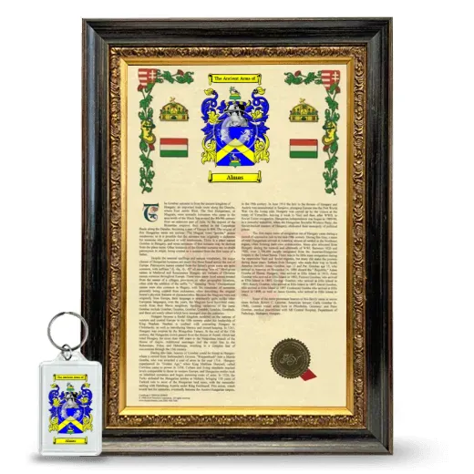 Almas Framed Armorial History and Keychain - Heirloom