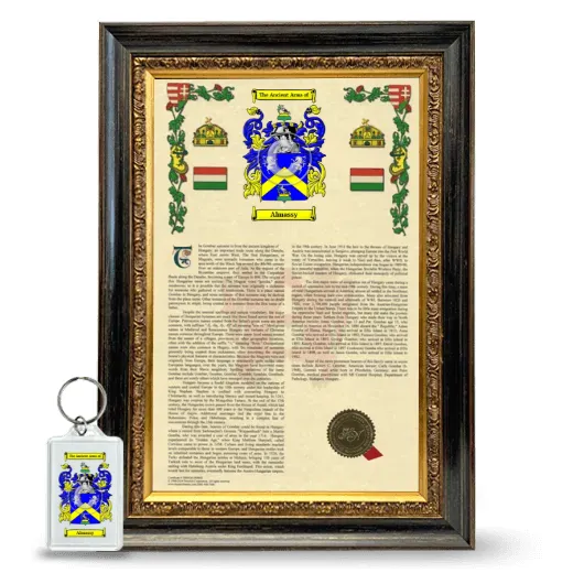 Almassy Framed Armorial History and Keychain - Heirloom