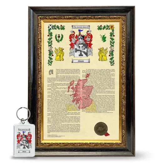Almox Framed Armorial History and Keychain - Heirloom
