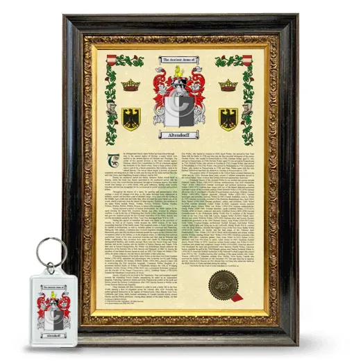 Altendorff Framed Armorial History and Keychain - Heirloom