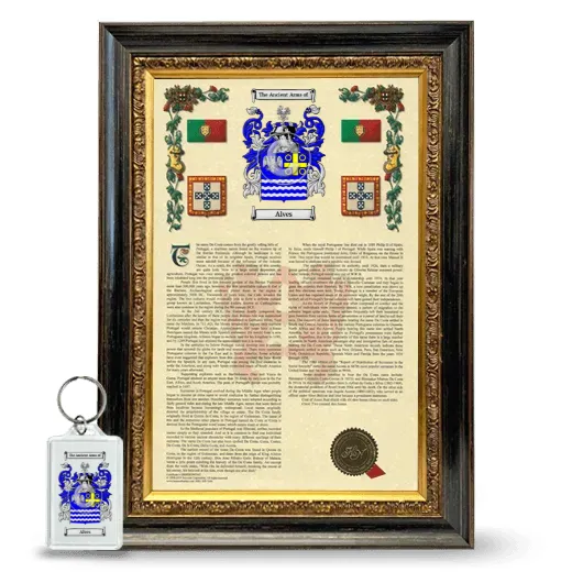 Alves Framed Armorial History and Keychain - Heirloom