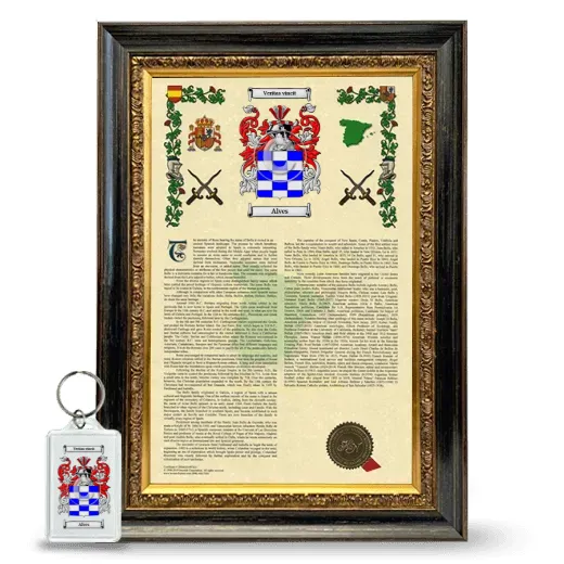 Alves Framed Armorial History and Keychain - Heirloom