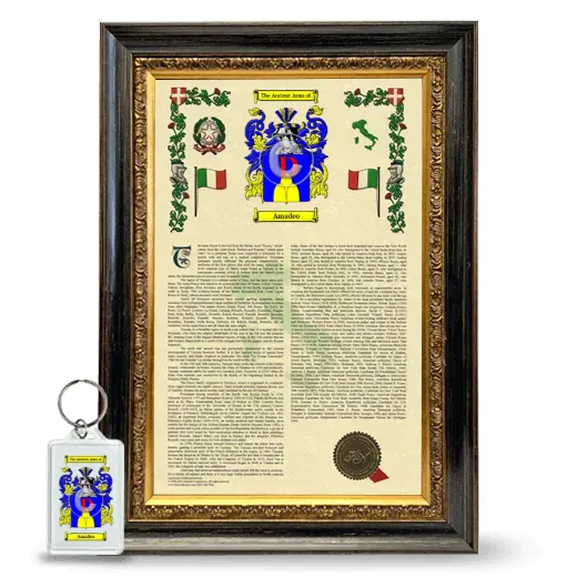 Amadeo Framed Armorial History and Keychain - Heirloom