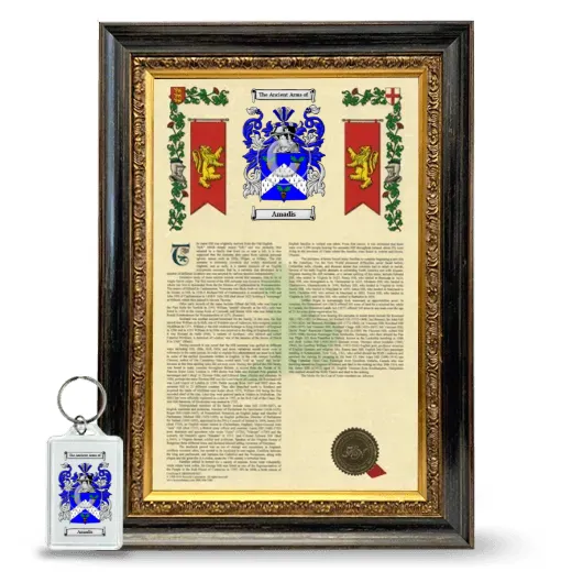 Amadis Framed Armorial History and Keychain - Heirloom