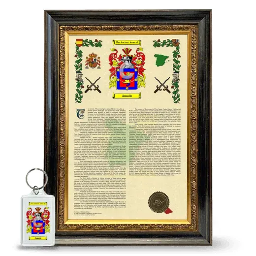 Amado Framed Armorial History and Keychain - Heirloom