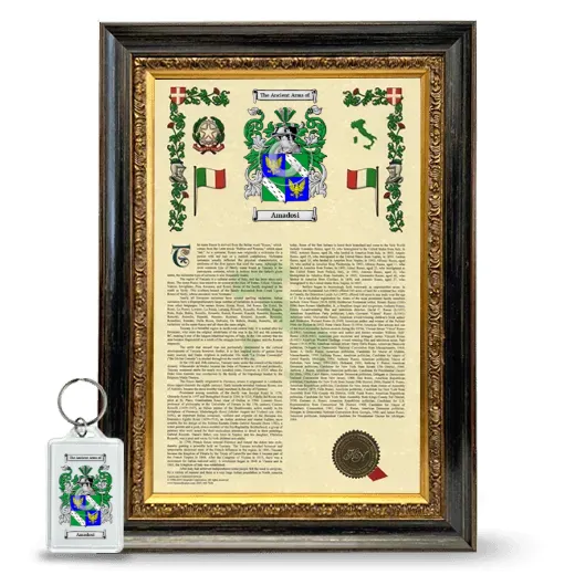 Amadosi Framed Armorial History and Keychain - Heirloom