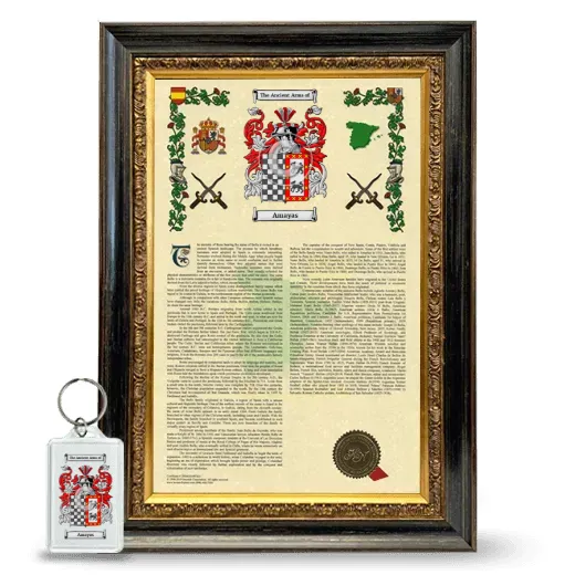 Amayas Framed Armorial History and Keychain - Heirloom