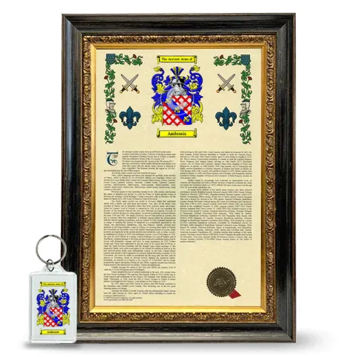 Ambrosis Framed Armorial History and Keychain - Heirloom