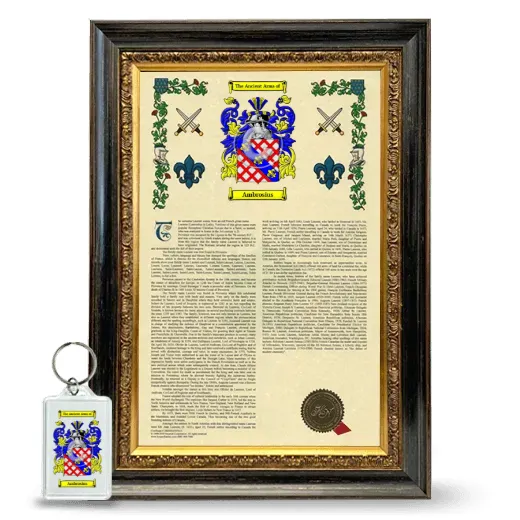 Ambrosius Framed Armorial History and Keychain - Heirloom