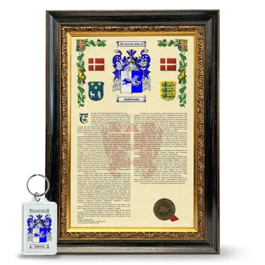 Andersson Framed Armorial History and Keychain - Heirloom