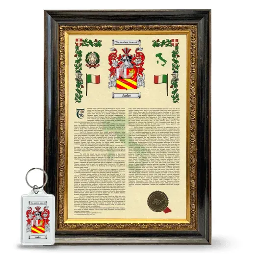 Andre Framed Armorial History and Keychain - Heirloom