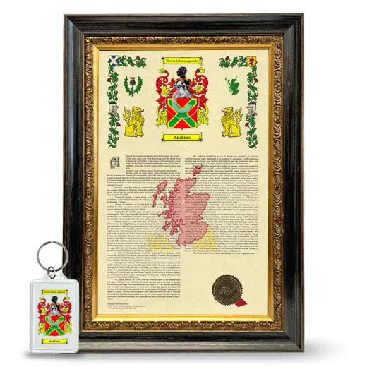 Andruss Framed Armorial History and Keychain - Heirloom