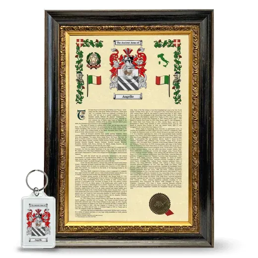 Angello Framed Armorial History and Keychain - Heirloom