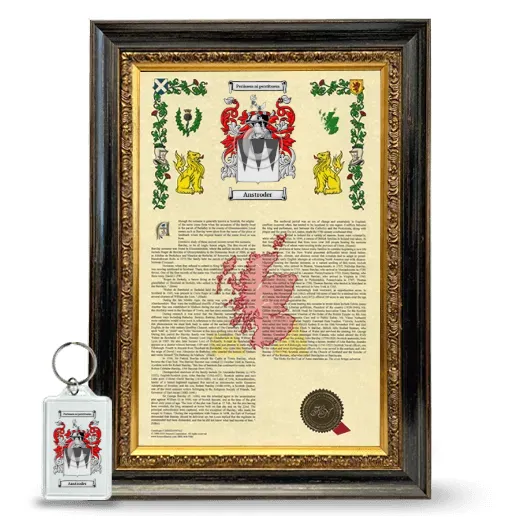 Anstroder Framed Armorial History and Keychain - Heirloom