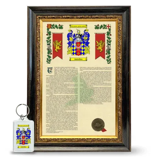 Antrobus Framed Armorial History and Keychain - Heirloom