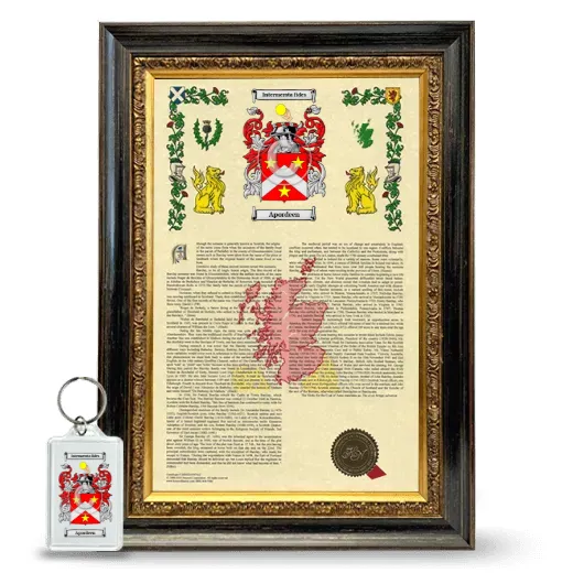 Apordeen Framed Armorial History and Keychain - Heirloom