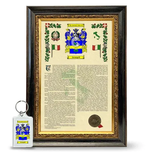Arcangeli Framed Armorial History and Keychain - Heirloom