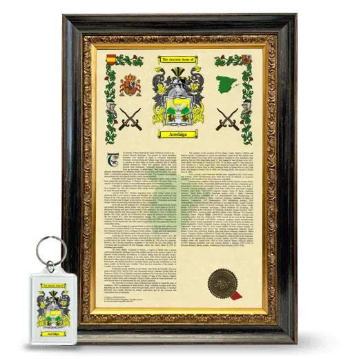 Arechiga Framed Armorial History and Keychain - Heirloom