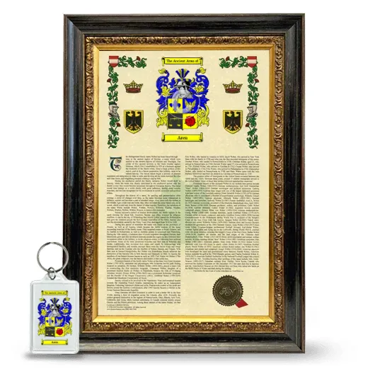 Aren Framed Armorial History and Keychain - Heirloom