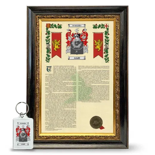 Arindil Framed Armorial History and Keychain - Heirloom
