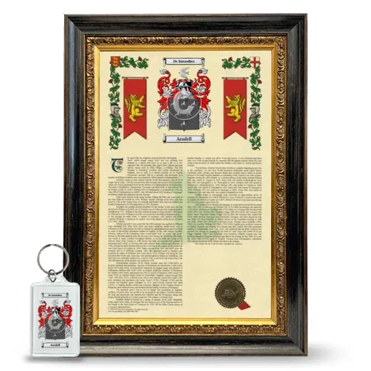 Arndell Framed Armorial History and Keychain - Heirloom