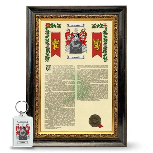 Arondell Framed Armorial History and Keychain - Heirloom