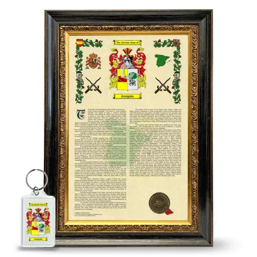 Arreguin Framed Armorial History and Keychain - Heirloom