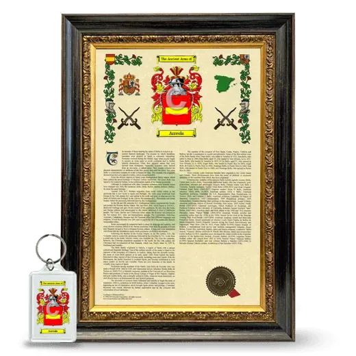 Arreola Framed Armorial History and Keychain - Heirloom