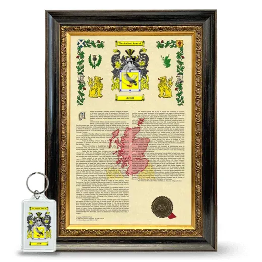 Arrill Framed Armorial History and Keychain - Heirloom
