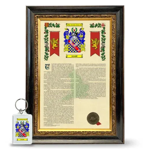 Arwold Framed Armorial History and Keychain - Heirloom