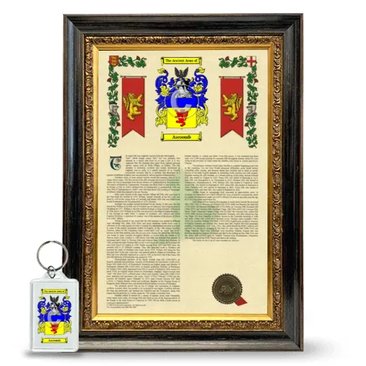 Ascoomb Framed Armorial History and Keychain - Heirloom