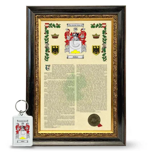 Ashau Framed Armorial History and Keychain - Heirloom