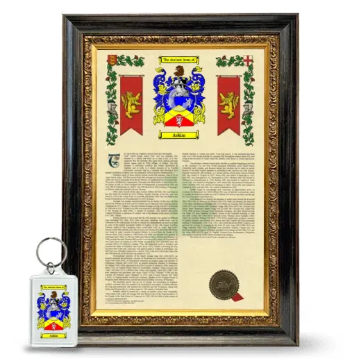 Askim Framed Armorial History and Keychain - Heirloom