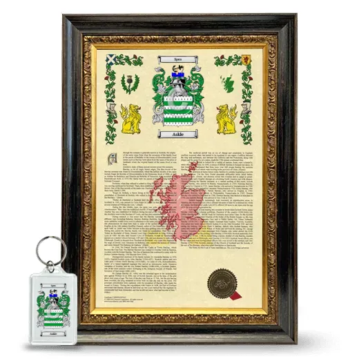 Askle Framed Armorial History and Keychain - Heirloom